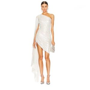 Norma Kamali One-Shoulder Pearl Dress with Sleeve